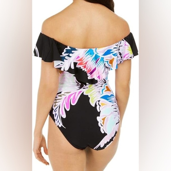 Trina Turk Off Shoulder Ruffle One Piece Swimsuit - Seychelles Multicolor - Picture 9 of 9